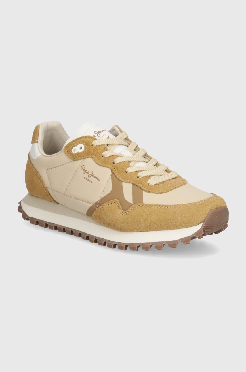 Pepe Jeans sneakers PLS40020 culoarea bej, BRIT-ON PRINTS W