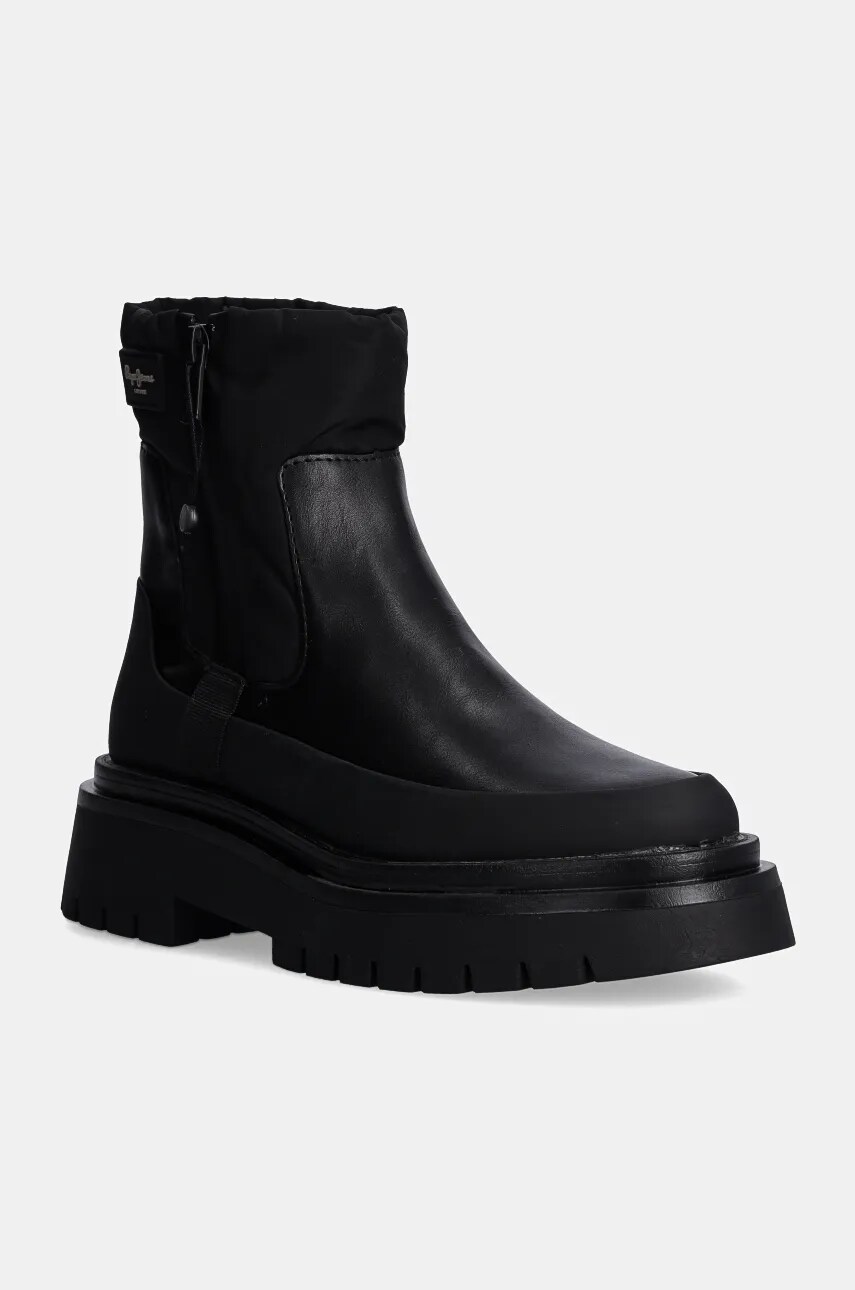 Pepe Jeans botine PLS50528 femei, culoarea negru, cu toc plat, QUEEN CHELSEA