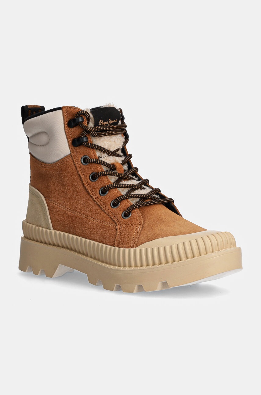 

Велурени кубинки Pepe Jeans PLS50538 в кафяво с платформа ASCOT MOUNTAIN, Кафяв