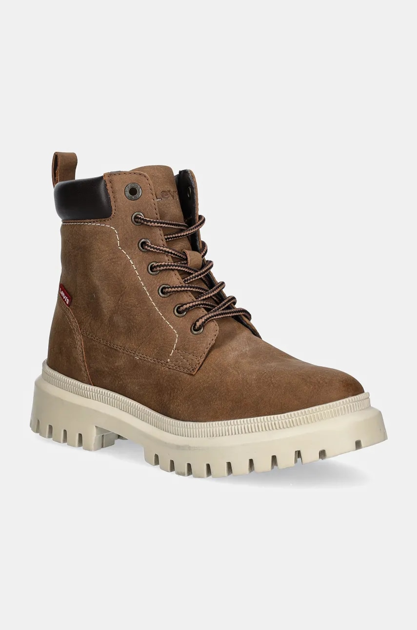 Levi's pantofi LENNOX femei, culoarea maro, cu toc plat, izolare usoara, 000CK-0000 Levi's pantofi LENNOX femei, culoarea maro, cu toc plat, izolare usoara, 000CK-0000