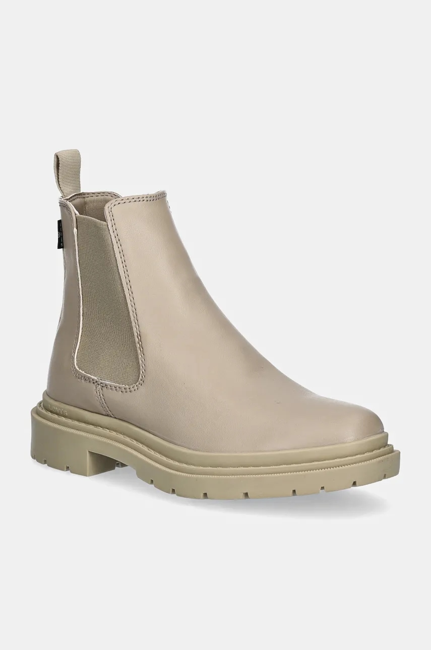 Levi\'s cizme TROOPER CHELSEA femei, culoarea bej, cu toc plat, D7039-0007