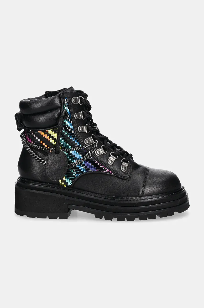 Кожаные полусапоги Kurt Geiger London Chelsea Combat Boot женские цвет чёрный на платформе 3423805019 Кожаные полусапоги Kurt Geiger London Chelsea Combat Boot женские цвет чёрный на платформе 3423805019