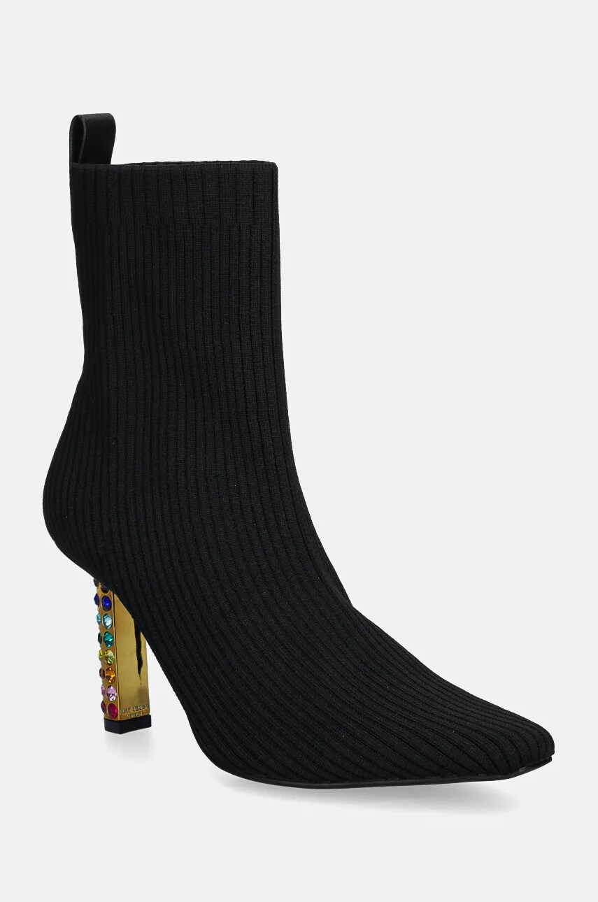 Kurt Geiger London botine Mayfair Knit Ankle Boot femei, culoarea negru, cu toc drept, 3438905609