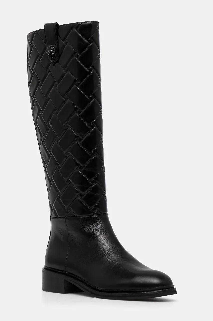 Kurt Geiger London ghete de piele Kensington Quilt High Leg femei, culoarea negru, cu toc plat, izolare usoara, 3453800109 Kurt Geiger London ghete de piele Kensington Quilt High Leg femei, culoarea negru, cu toc plat, izolare usoara, 3453800109