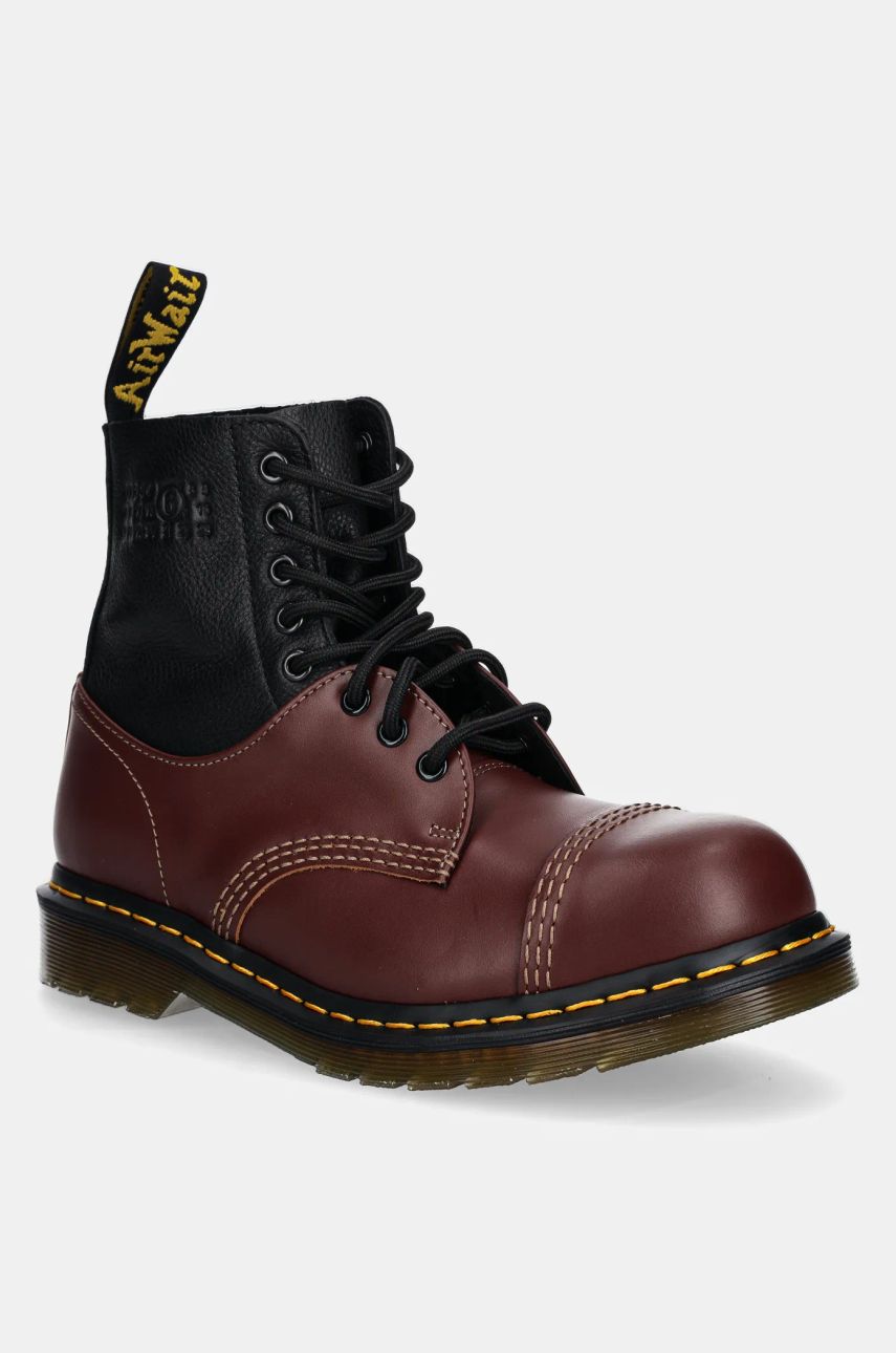 MM6 Maison Margiela cizme de piele MM6 Maison Margiela x Dr. Martens femei, culoarea bordo, cu toc plat, S66WU0125.P8029