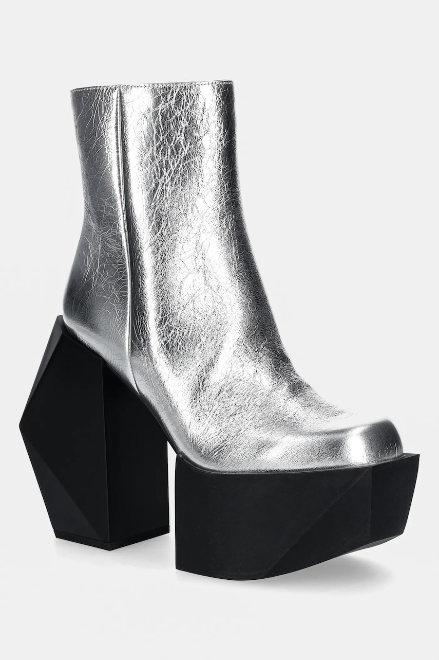 United Nude cizme de piele Stage Boot femei, culoarea argintiu, cu toc drept, 1075314116 United Nude cizme de piele Stage Boot femei, culoarea argintiu, cu toc drept, 1075314116
