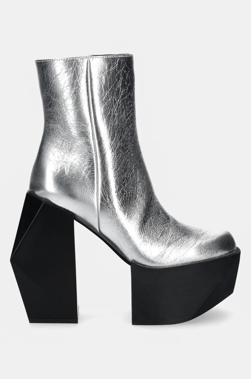 Кожаные полусапожки United Nude Stage Boot женские цвет серебрянный каблук кирпичик 1075314116 Кожаные полусапожки United Nude Stage Boot женские цвет серебрянный каблук кирпичик 1075314116