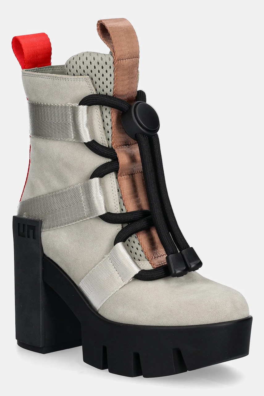 United Nude botine Grip Nomad Mid II femei, culoarea bej, cu toc drept, 1076484557