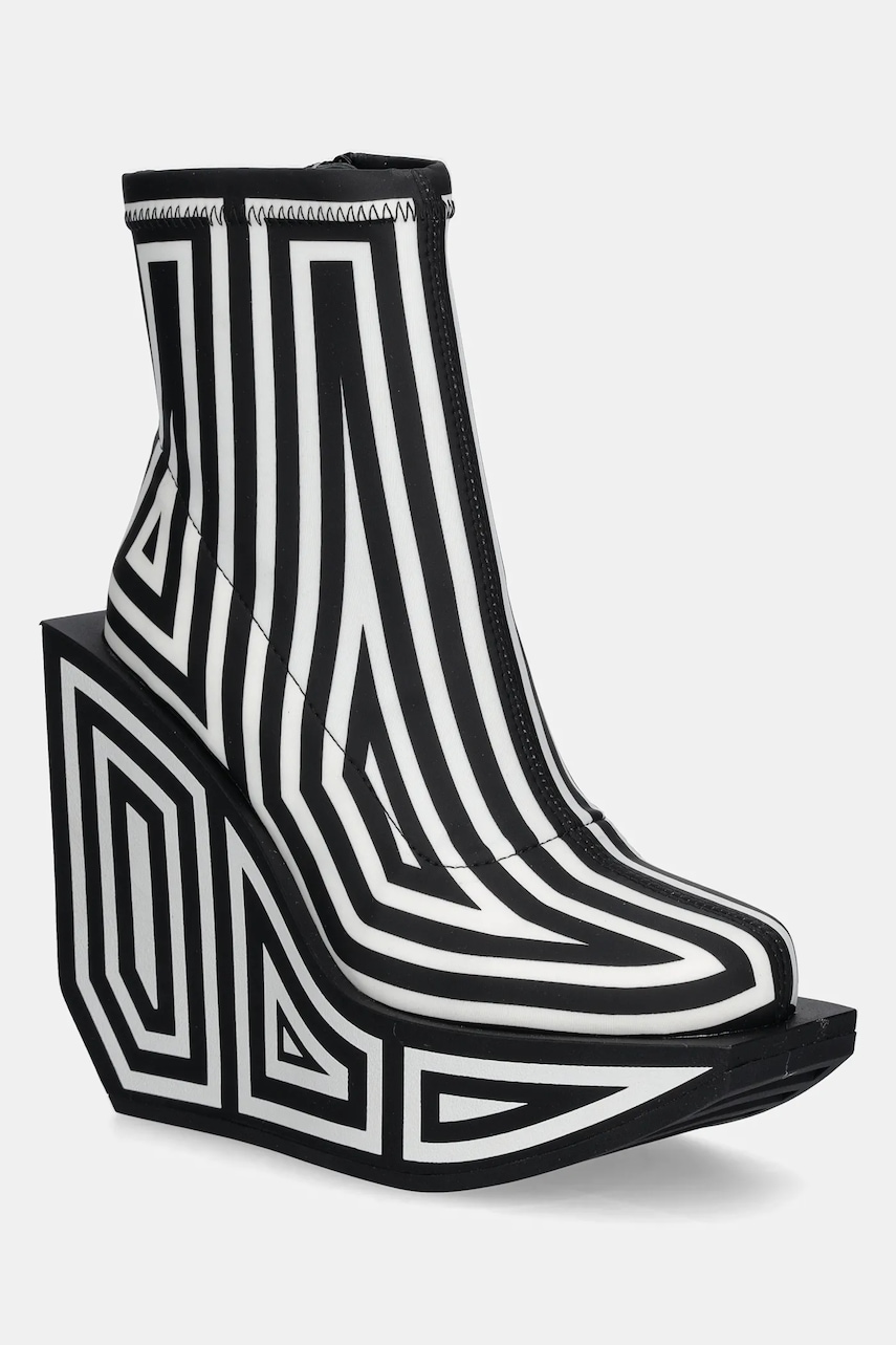 Kožené kotníkové boty United Nude Wa Bootie Hi dámské, černá barva, na platformě, 1087951082