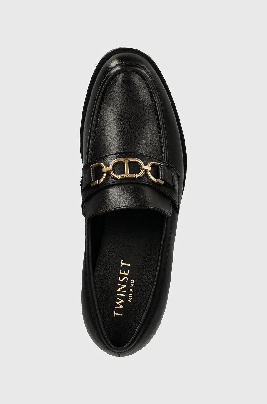 Δερμάτινα μοκασίνια Twinset χρώμα: μαύρο, 242TCP100 φωτογραφία
