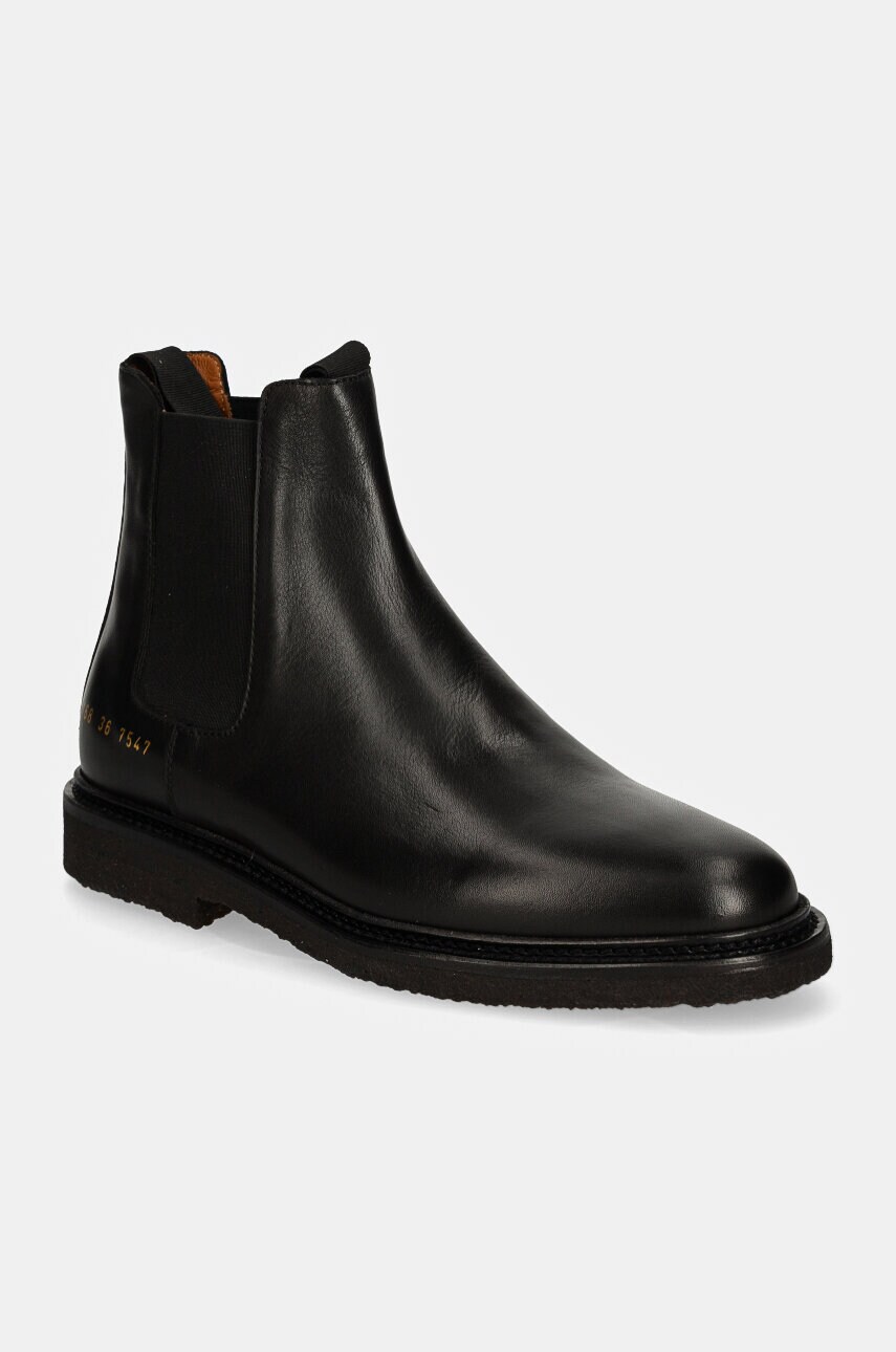 Common Projects ghete chelsea de piele Chelsea in Leather femei, culoarea negru, cu toc plat, 6168