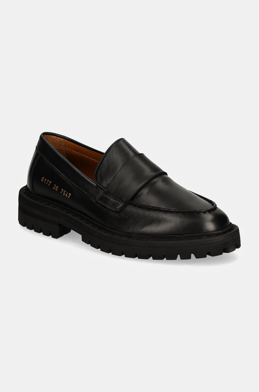 Common Projects mocasini de piele Chunky Loafer femei, culoarea negru, cu platforma, 6177 Common Projects mocasini de piele Chunky Loafer femei, culoarea negru, cu platforma, 6177