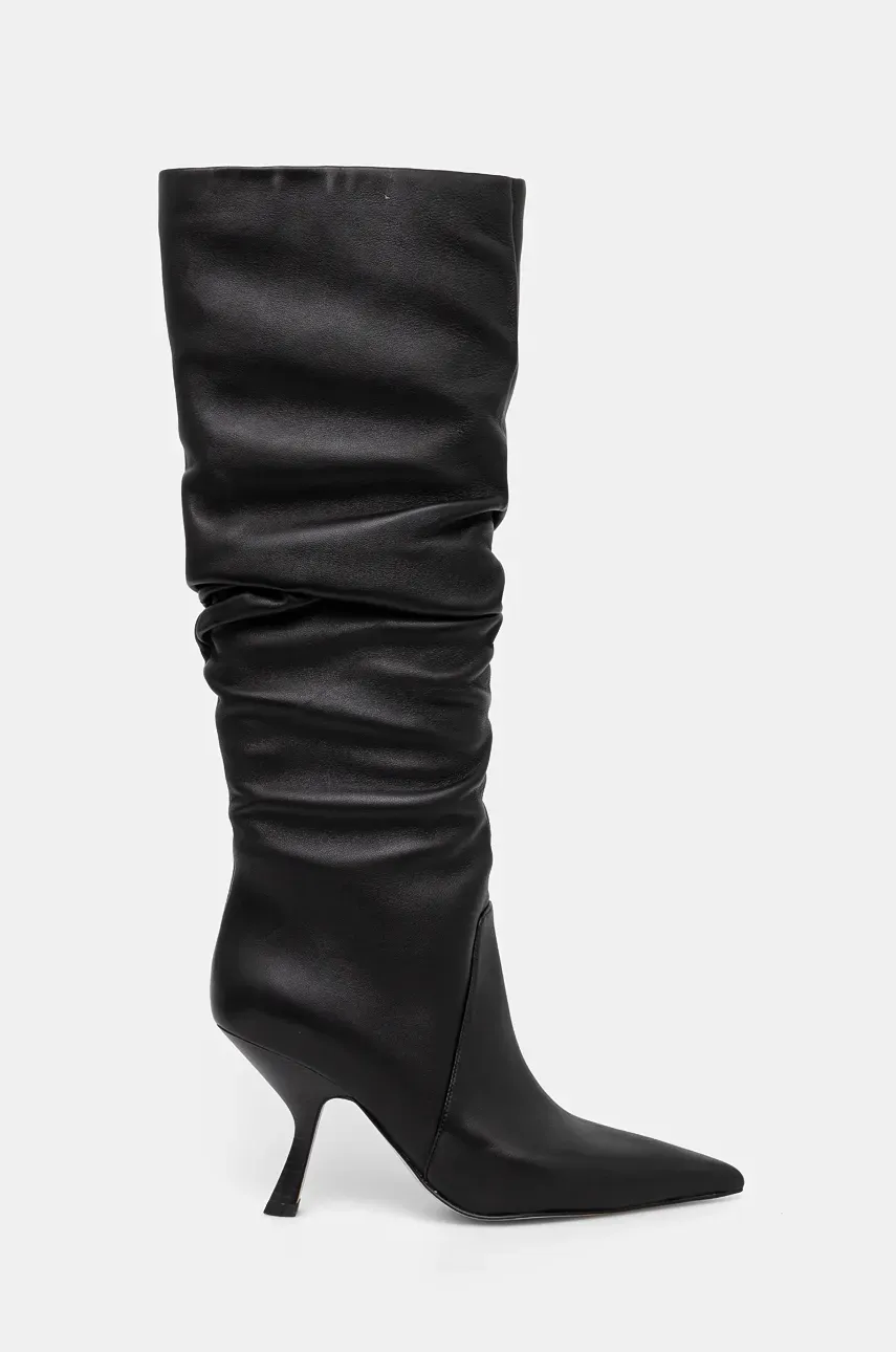 Кожаные сапоги MICHAEL Michael Kors Luna женские цвет чёрный на шпильке 40F4LUHB5L.001 Кожаные сапоги MICHAEL Michael Kors Luna женские цвет чёрный на шпильке 40F4LUHB5L.001