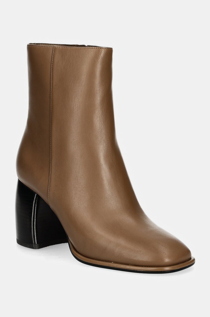MICHAEL Michael Kors cizme de piele Maude femei, culoarea bej, cu toc drept, 40F4MDME5L.229 MICHAEL Michael Kors cizme de piele Maude femei, culoarea bej, cu toc drept, 40F4MDME5L.229