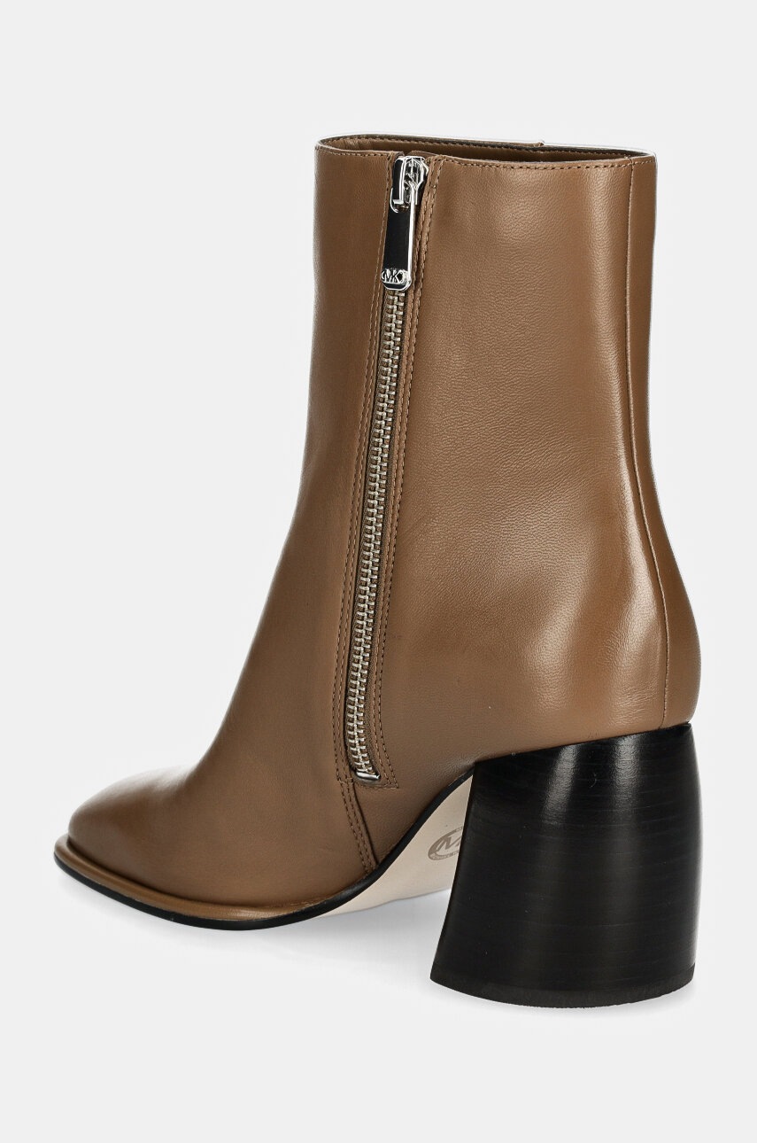 Шкіряні черевики MICHAEL Michael Kors Maude жіночі колір бежевий каблук блок 40F4MDME5L.229 