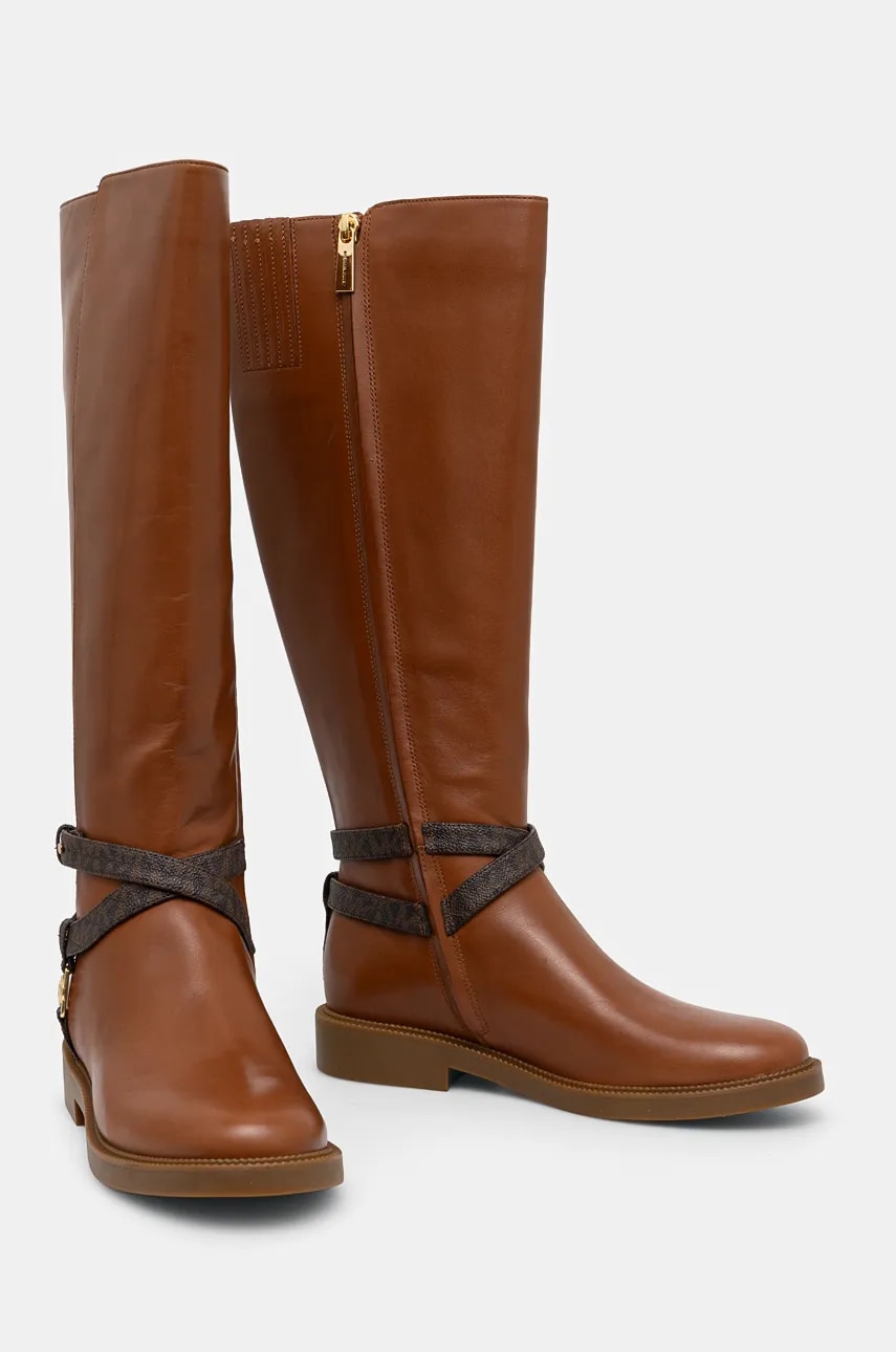 MICHAEL Michael Kors ghete de piele Abigail femei, culoarea maro, cu toc plat, 40F4ABMB7L.227 MICHAEL Michael Kors ghete de piele Abigail femei, culoarea maro, cu toc plat, 40F4ABMB7L.227