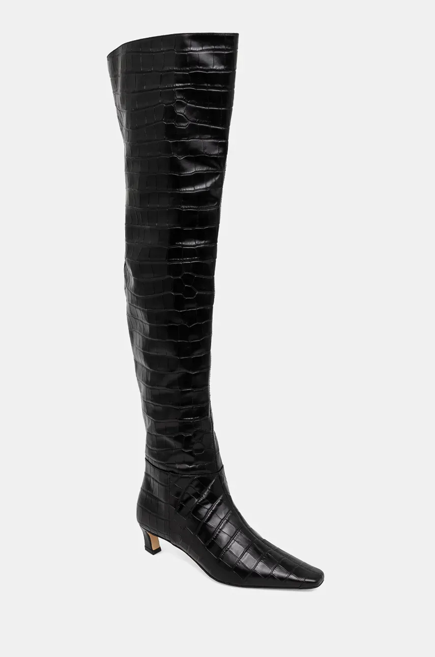 Кожаные сапоги MICHAEL Michael Kors Kosmo женские цвет чёрный на шпильке 40F4CSMB5E.001 Кожаные сапоги MICHAEL Michael Kors Kosmo женские цвет чёрный на шпильке 40F4CSMB5E.001