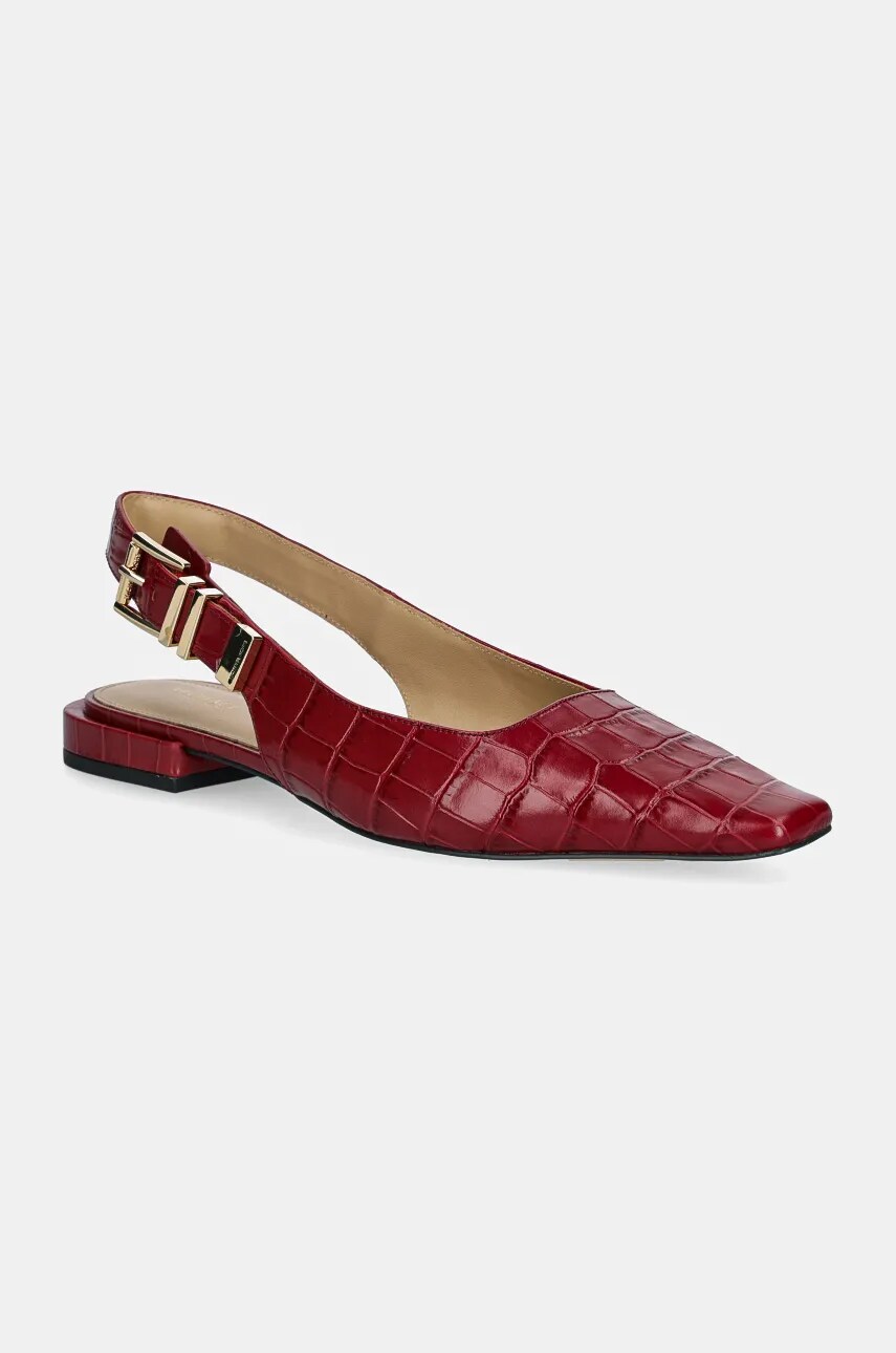 MICHAEL Michael Kors balerini de piele Darrington culoarea bordo, cu toc deschis, 40F4DTFP1E.609