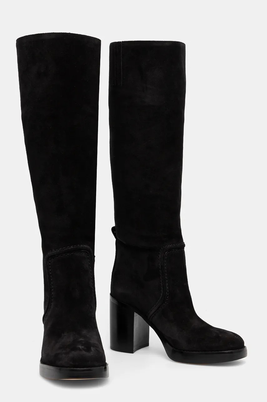 

Велурени ботуши MICHAEL Michael Kors Hayden в черно с дебел ток 40F4HYMB5S.001, Черен
