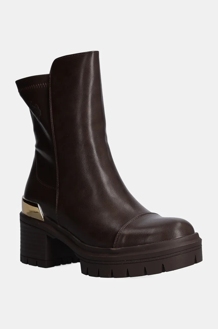 U.S. Polo Assn. botine HALEY femei, culoarea maro, cu toc drept, HALEY005W/DY1