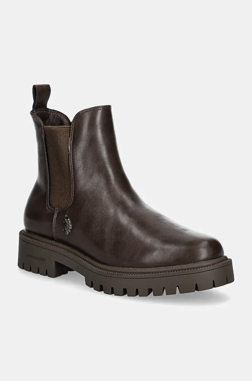 Levně Boty s gumou U.S. Polo Assn. KARMA dámské, hnědá barva, na platformě, KARMA013W/DY1
