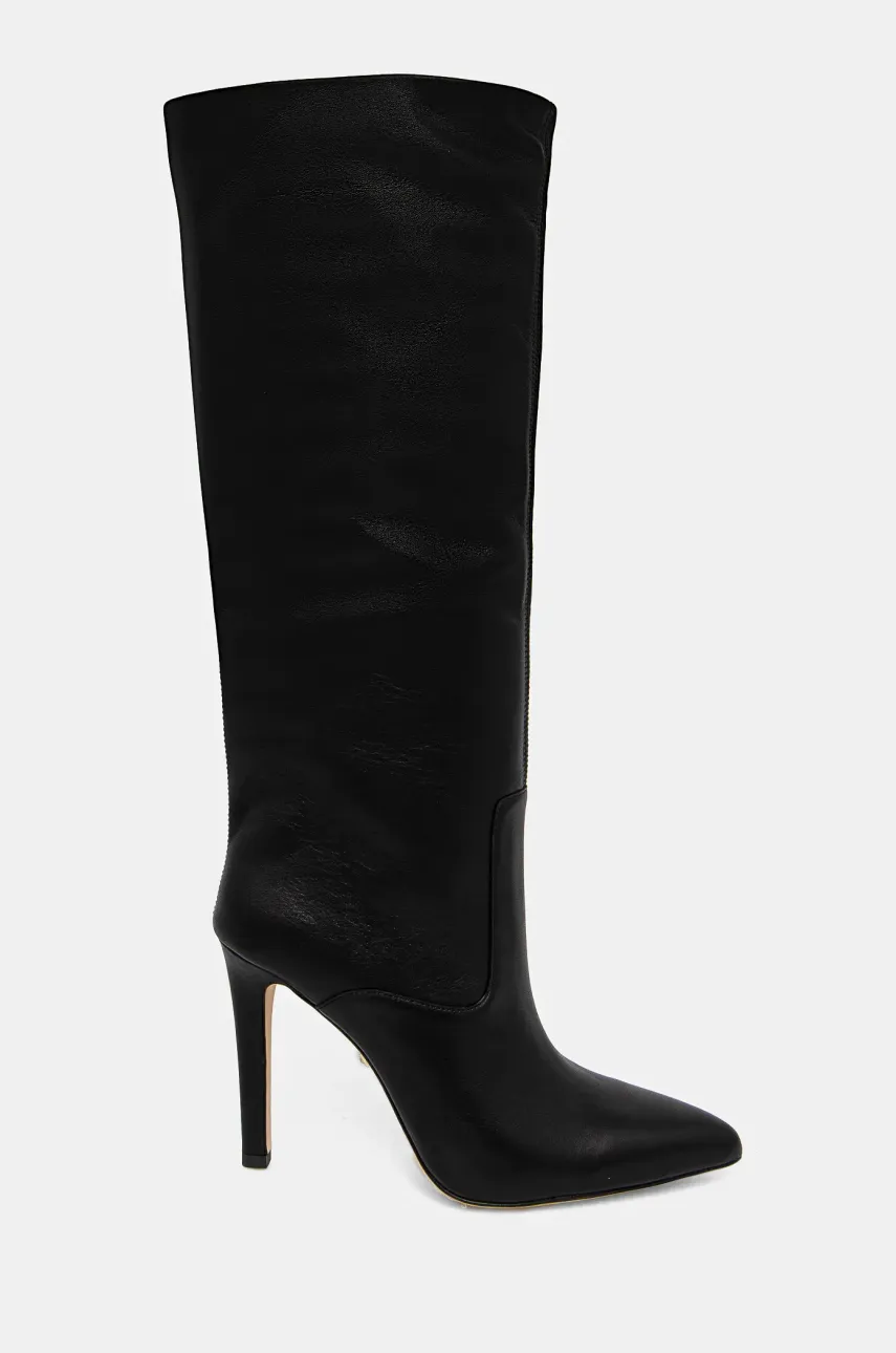 Кожаные сапоги Marciano Guess TUB SHAFT BOOT женские цвет чёрный на шпильке 4BGZ29 7103A Кожаные сапоги Marciano Guess TUB SHAFT BOOT женские цвет чёрный на шпильке 4BGZ29 7103A