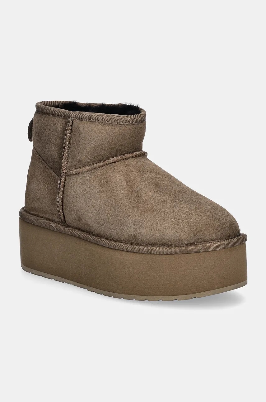 Emu Australia cizme de zapada din piele intoarsa Stinger Micro Flatform culoarea maro, W13082.CORI