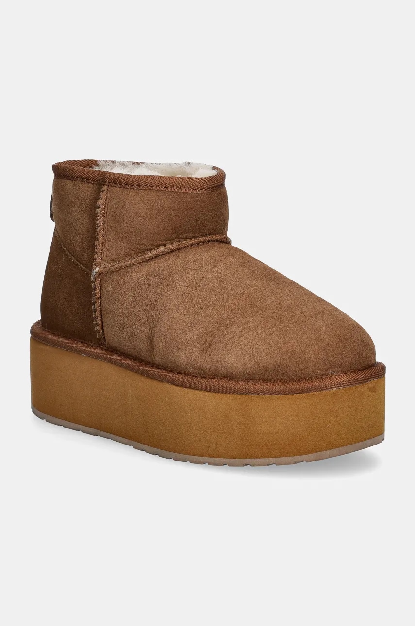 Emu Australia cizme de zapada din piele intoarsa Stinger Micro Flatform culoarea maro, W13082.CHES