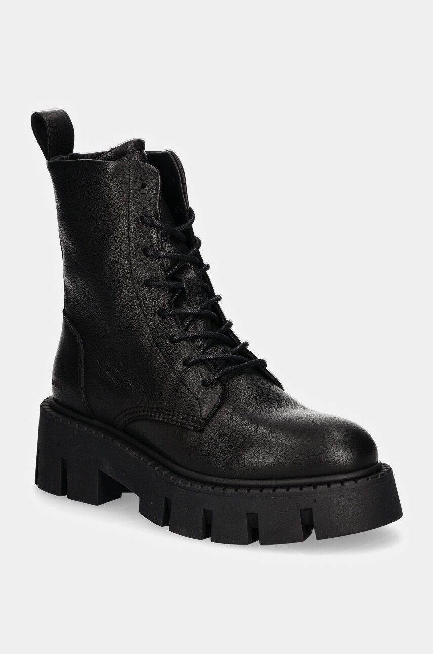 Copenhagen bocanci de piele femei, culoarea negru, cu platforma, CPH130