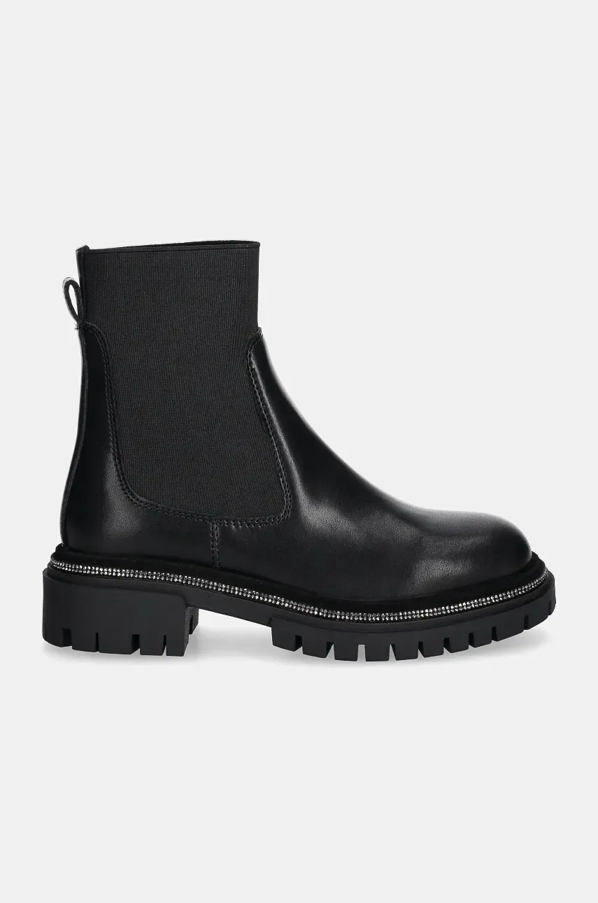 Кожаные полусапоги Steve Madden Offline женские цвет чёрный на платформе SM11003485 Кожаные полусапоги Steve Madden Offline женские цвет чёрный на платформе SM11003485