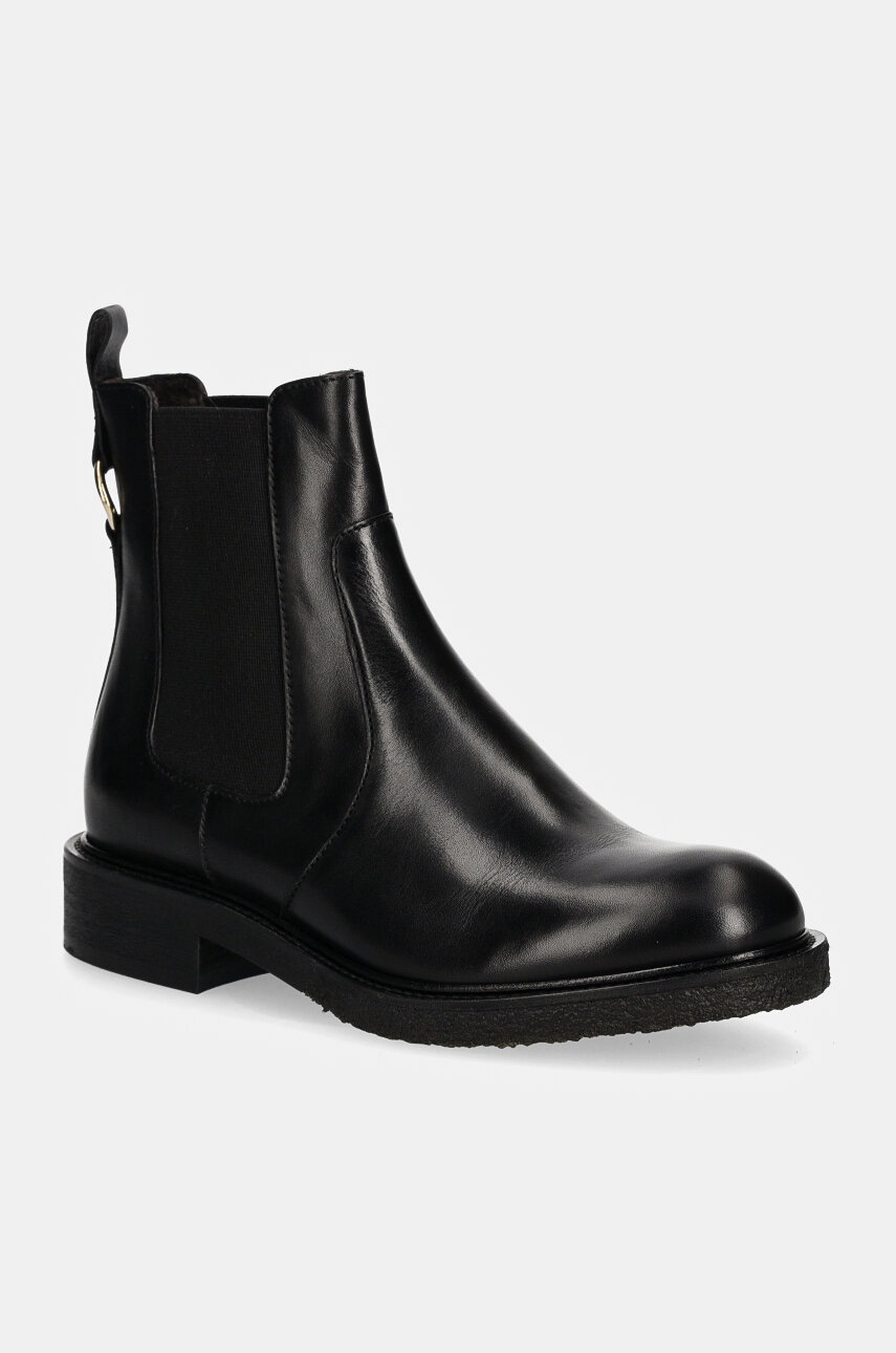 Billi Bi ghete chelsea de piele femei, culoarea negru, cu toc plat, A7103