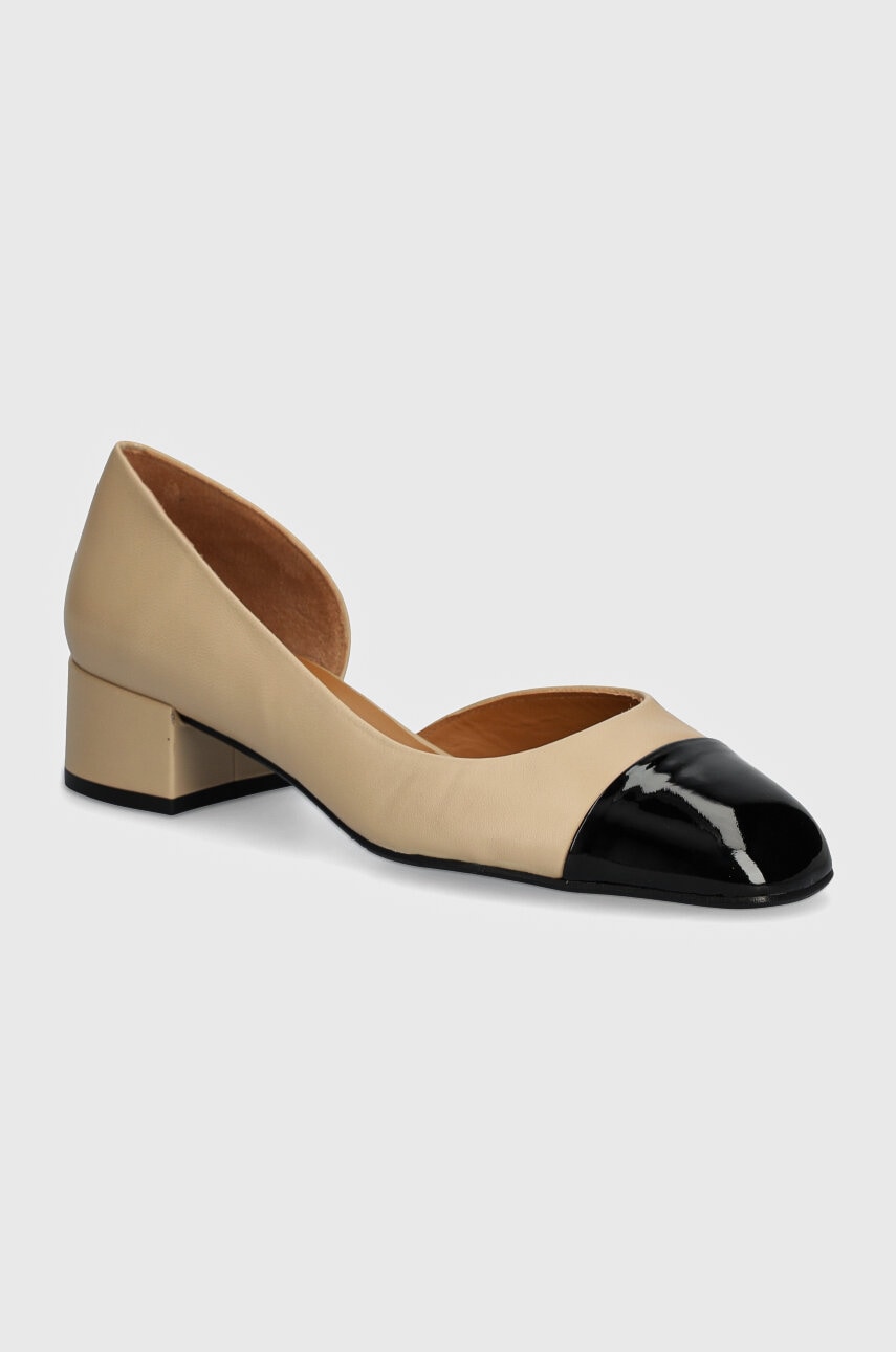 Billi Bi pantofi de piele culoarea bej, cu toc drept, A7440 Billi Bi pantofi de piele culoarea bej, cu toc drept, A7440