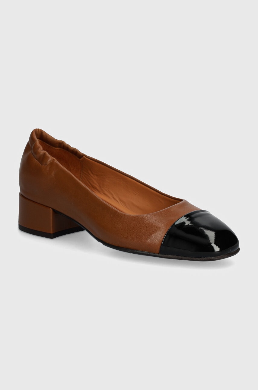 Billi Bi pantofi de piele culoarea maro, cu toc drept, A7441