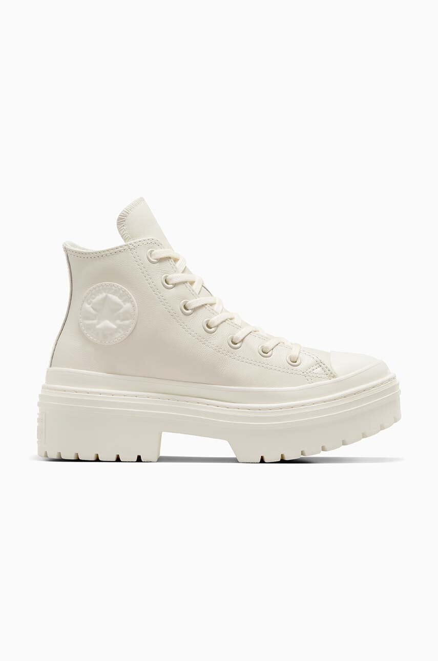 Converse tenisi de piele Chuck Taylor All Star Lugged Heel femei, culoarea alb, A10370C