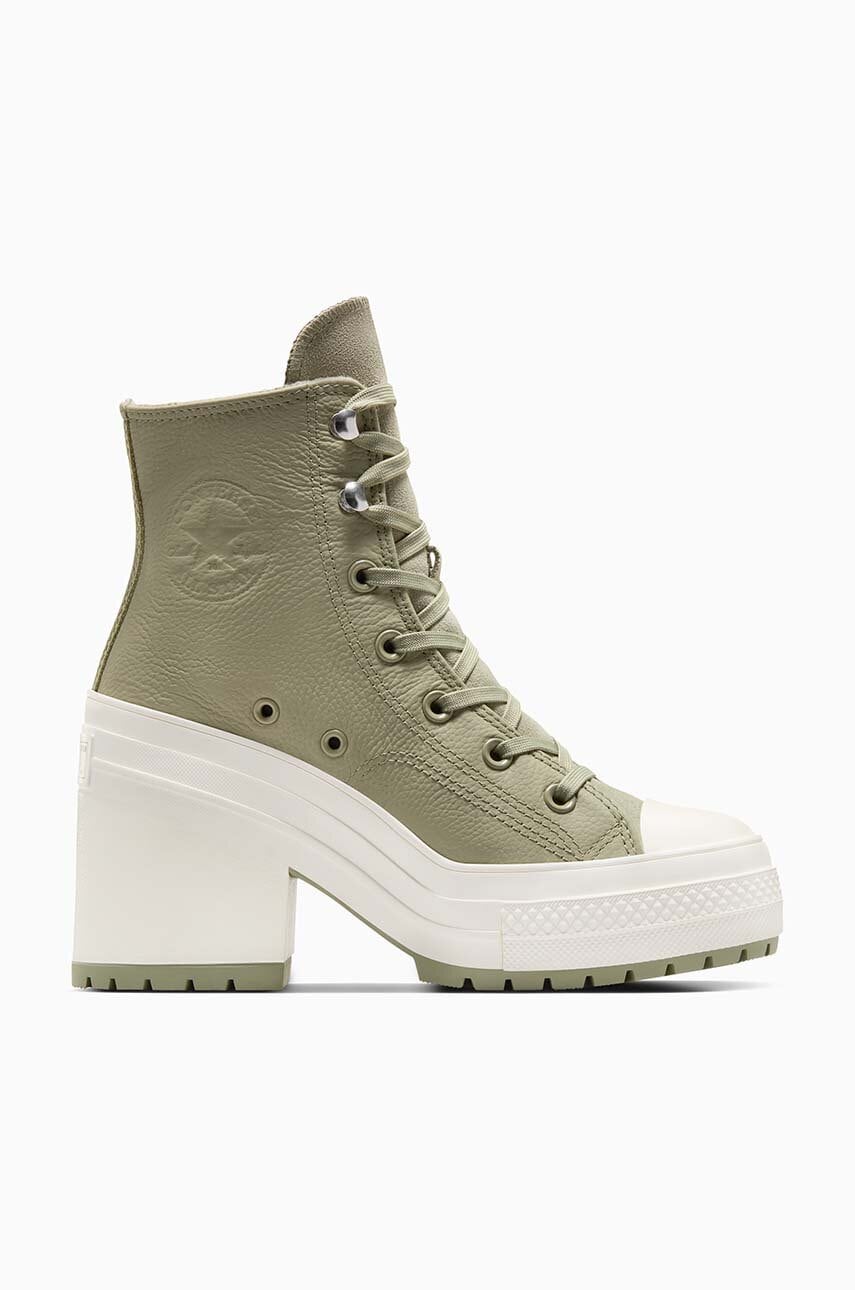 Converse tenisi de piele Chuck 70 De Luxe Heel Platform femei, culoarea verde, A10378C Converse tenisi de piele Chuck 70 De Luxe Heel Platform femei, culoarea verde, A10378C