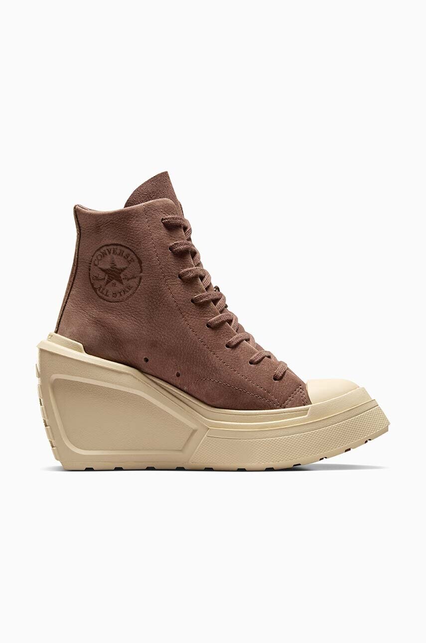 Converse tenisi de piele Chuck 70 De Luxe Wedge femei, culoarea maro, A08247C Converse tenisi de piele Chuck 70 De Luxe Wedge femei, culoarea maro, A08247C