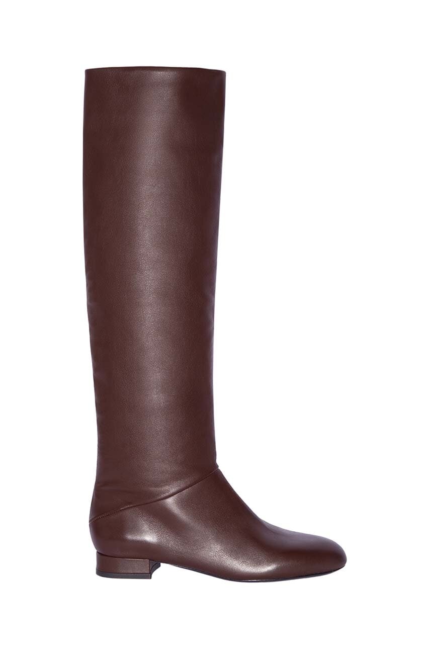 By Far ghete de piele Felix femei, culoarea maro, cu toc plat, MWFBO064CL013BR023PL