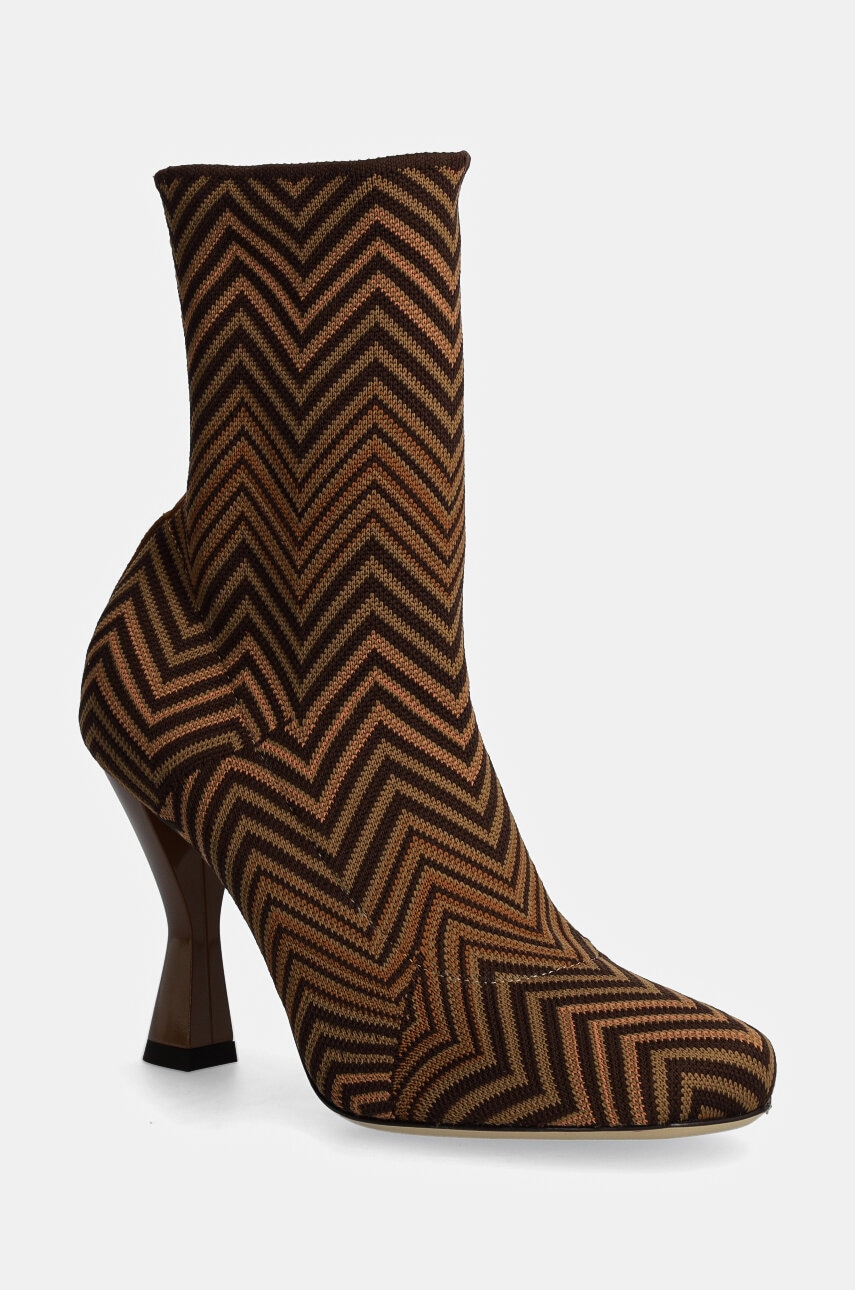 Missoni botine Gea femei, culoarea bej, cu toc drept, MW47_044 Missoni botine Gea femei, culoarea bej, cu toc drept, MW47_044