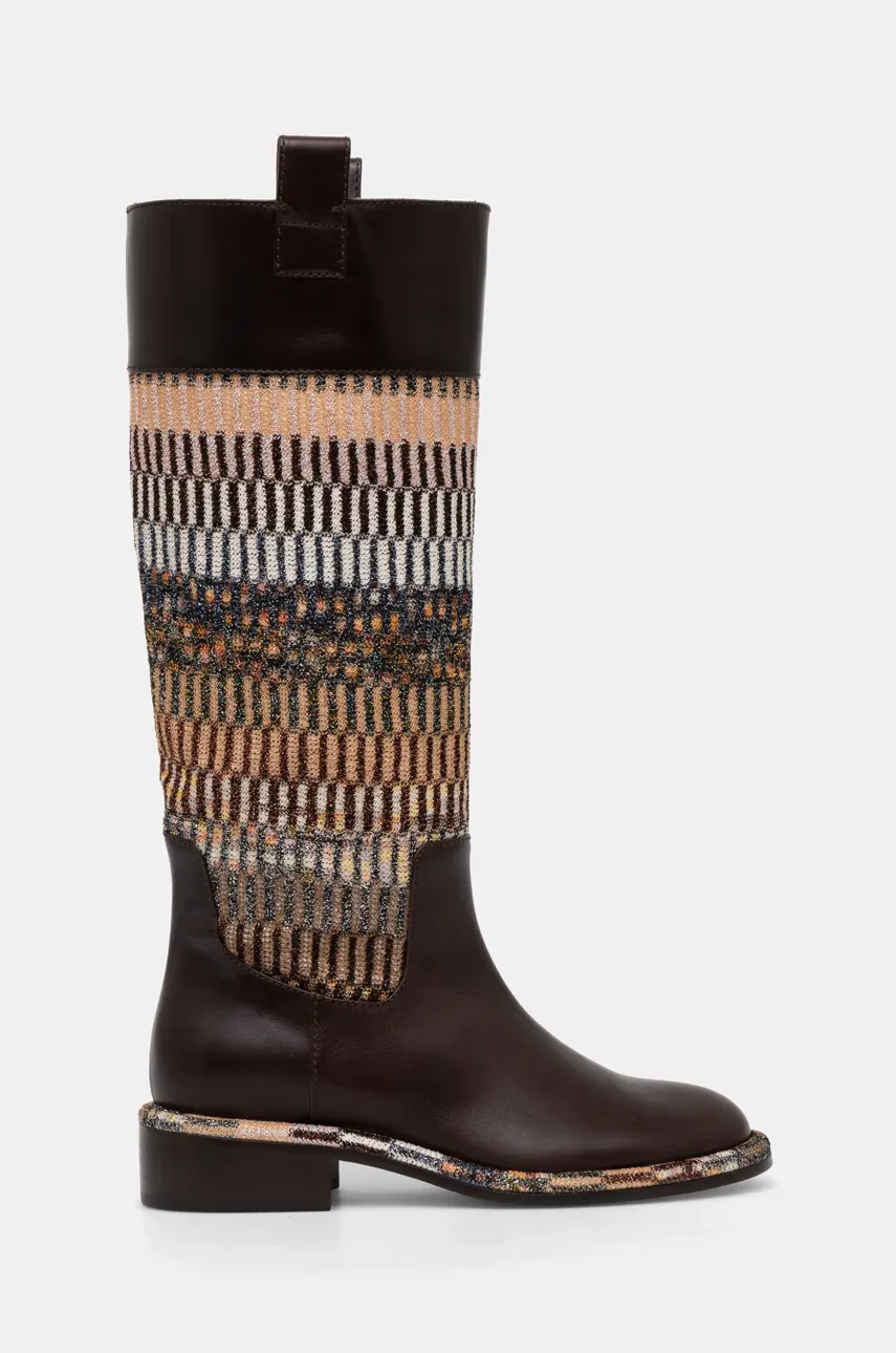 Сапоги Missoni Clo женские цвет коричневый каблук кирпичик MW67_044 Сапоги Missoni Clo женские цвет коричневый каблук кирпичик MW67_044