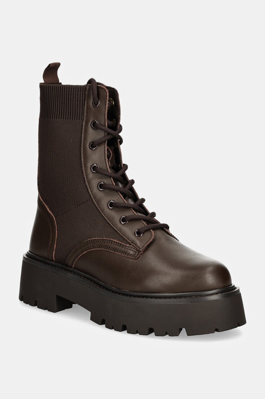 Aldo botine TALALERYKNIT femei, culoarea maro, cu platforma, 13838667 TALALERYKNIT