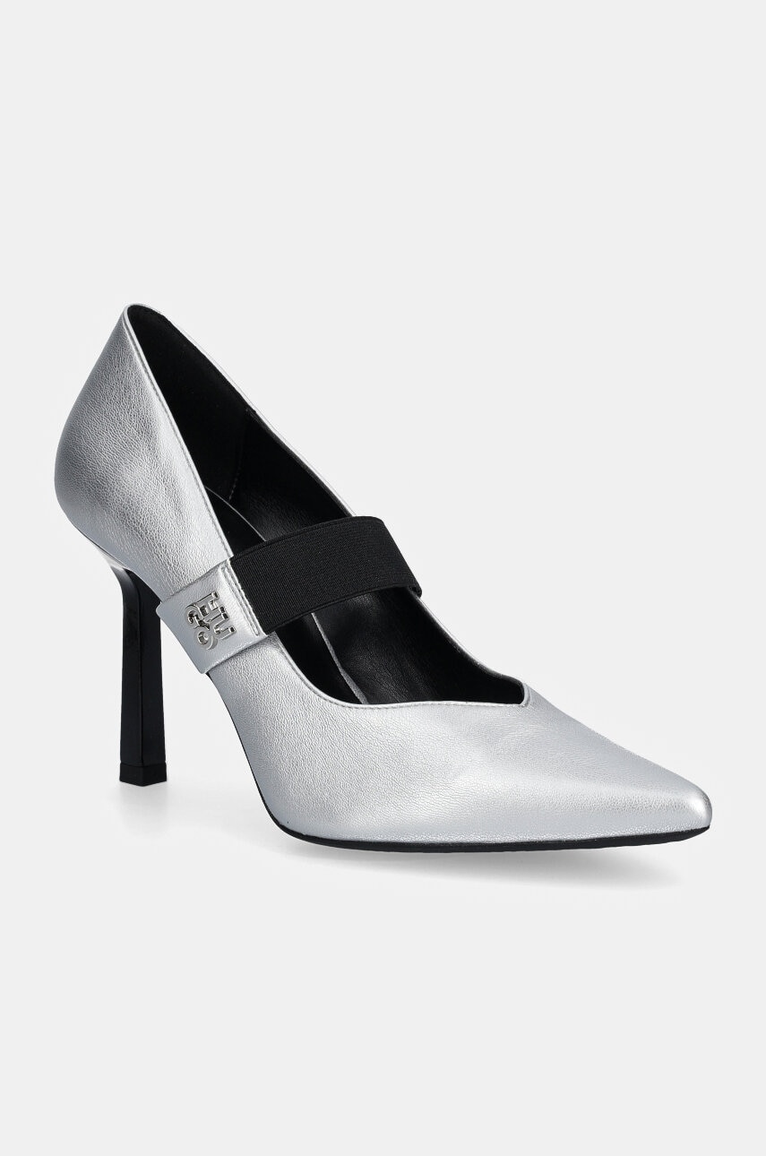 HUGO pantofi cu toc Katniss culoarea argintiu, 50529844