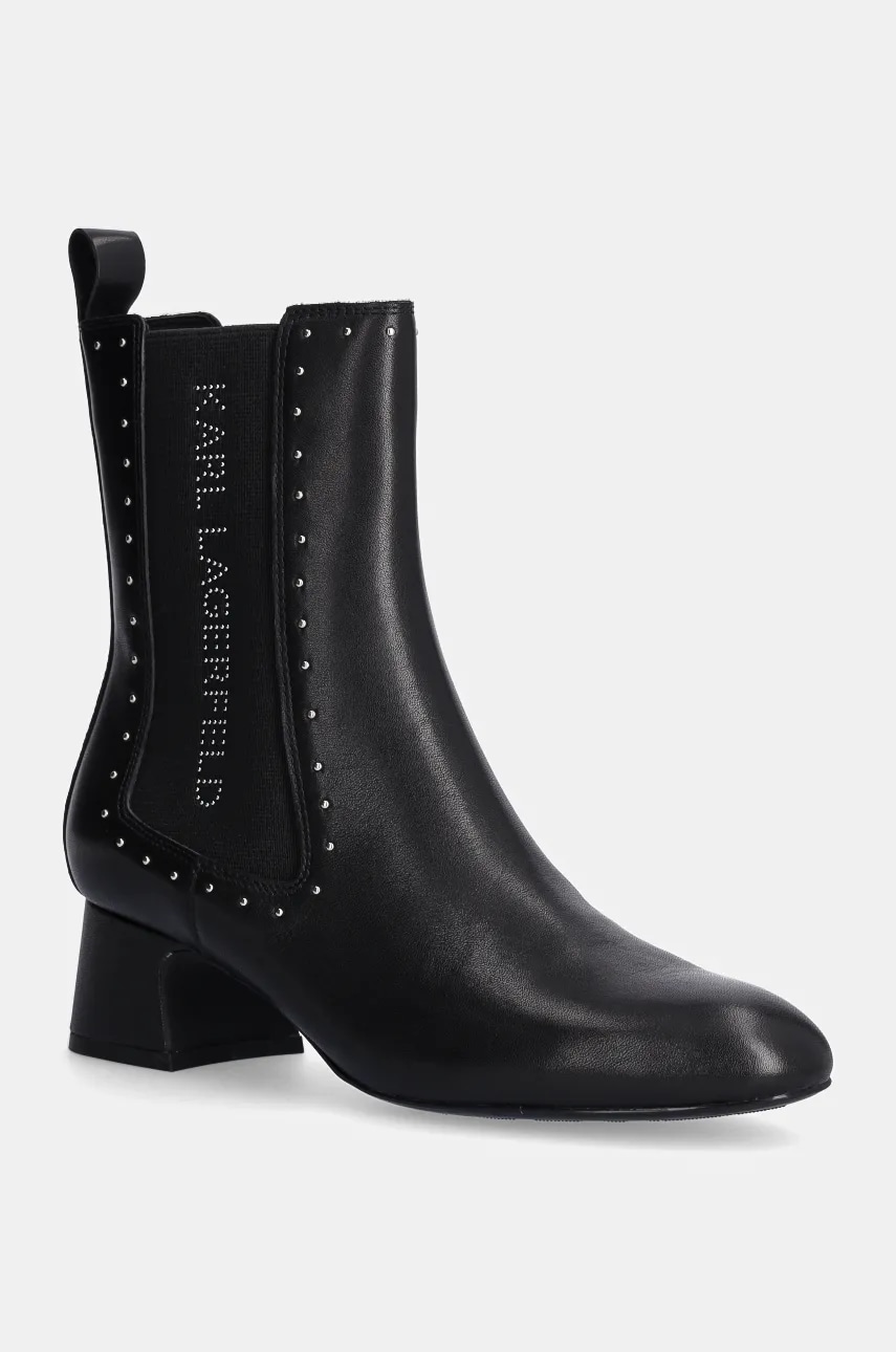 Karl Lagerfeld ghete chelsea de piele BONNIE femei, culoarea negru, cu toc drept, KL30364 Karl Lagerfeld ghete chelsea de piele BONNIE femei, culoarea negru, cu toc drept, KL30364