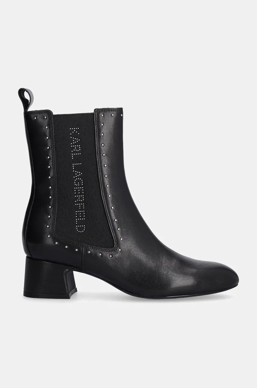 Кожаные полусапоги Karl Lagerfeld BONNIE женские цвет чёрный каблук кирпичик KL30364 Кожаные полусапоги Karl Lagerfeld BONNIE женские цвет чёрный каблук кирпичик KL30364