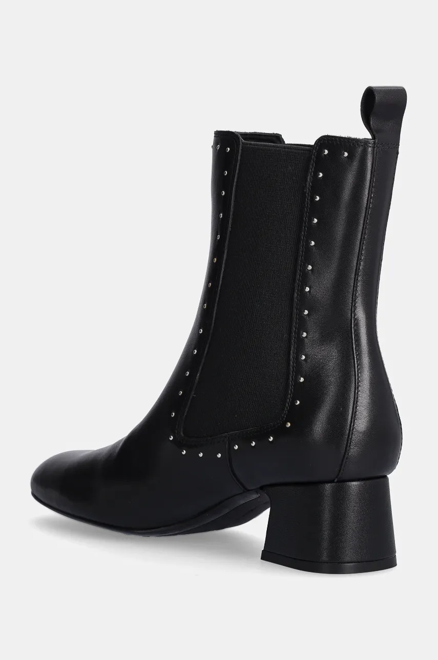 Шкіряні черевики Karl Lagerfeld BONNIE жіночі колір чорний каблук блок KL30364 