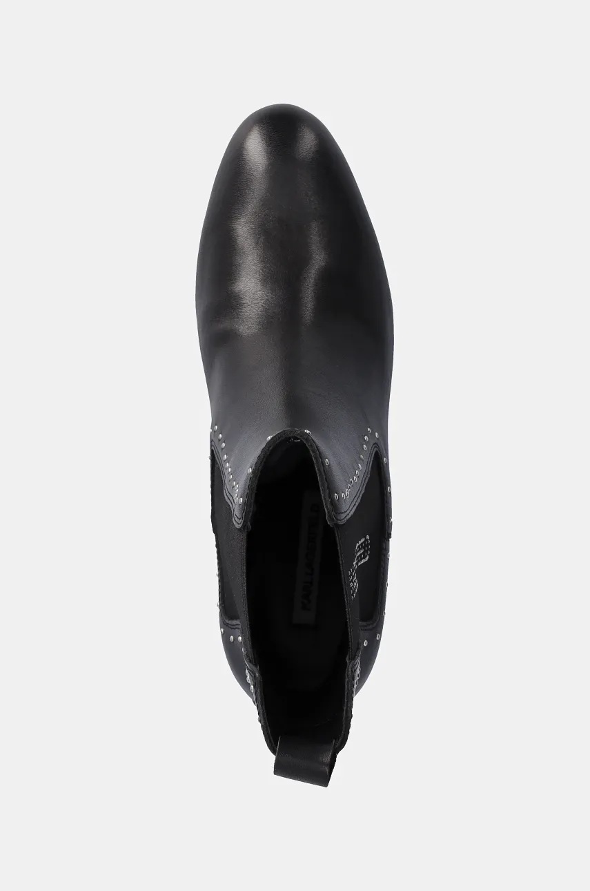 Шкіряні черевики Karl Lagerfeld BONNIE жіночі колір чорний каблук блок KL30364 