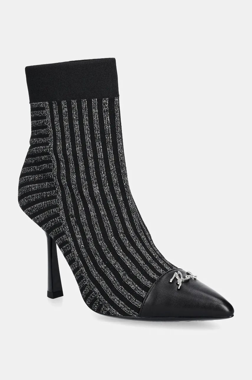 Karl Lagerfeld botine PANDARA II femei, culoarea argintiu, cu toc cui, KL31343