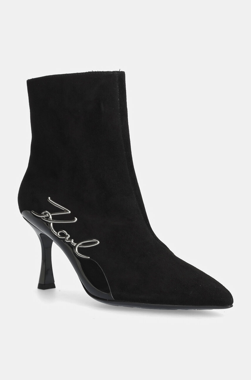 Karl Lagerfeld cizme din piele intoarsa SIENNA femei, culoarea negru, cu toc cui, KL32744