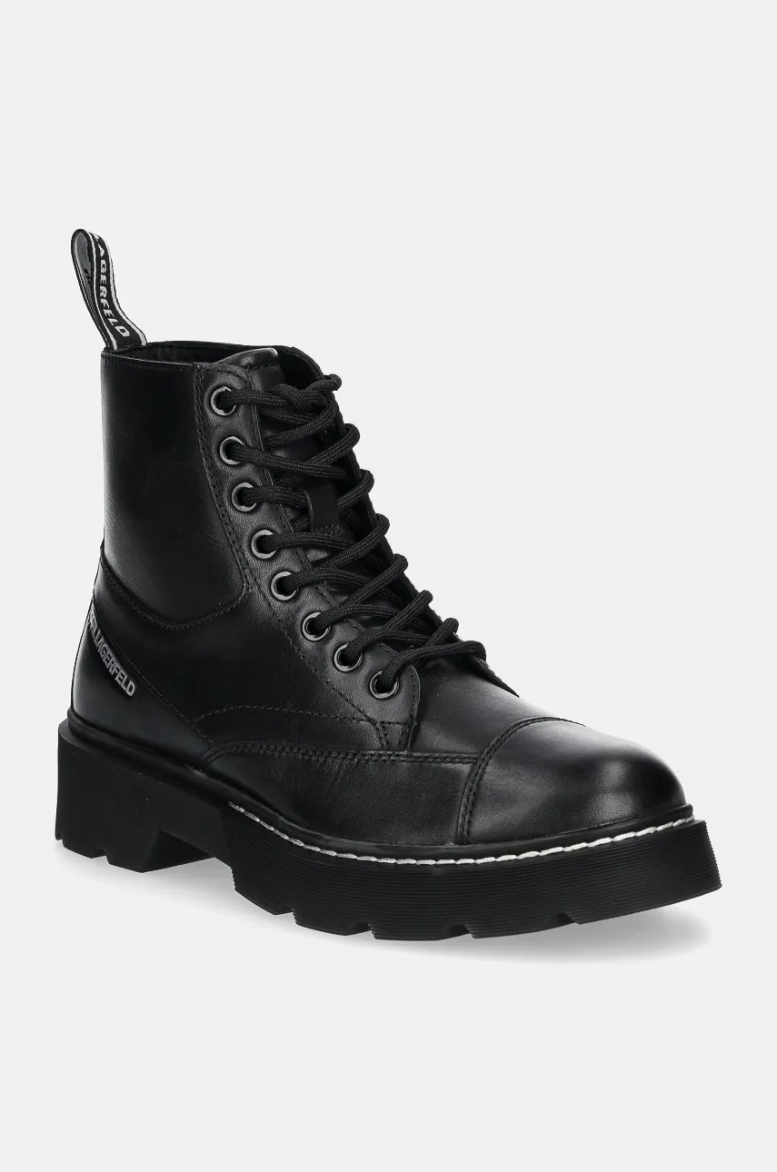 Karl Lagerfeld bocanci de piele KAMDEN femei, culoarea negru, cu platforma, KL40450 Karl Lagerfeld bocanci de piele KAMDEN femei, culoarea negru, cu platforma, KL40450
