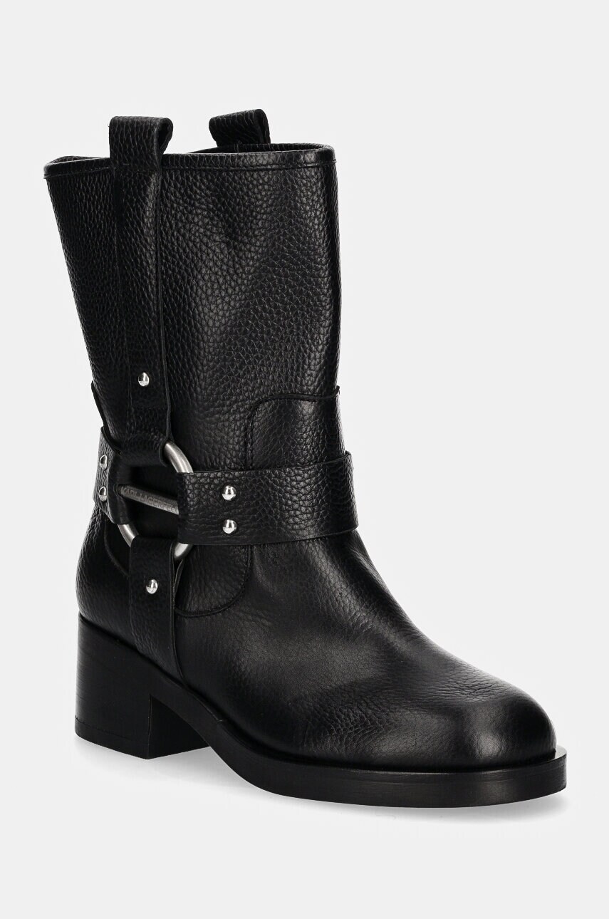 Karl Lagerfeld cizme de piele BROOKLYN femei, culoarea negru, cu toc drept, KL41770
