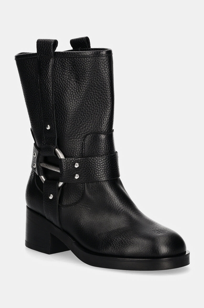 Karl Lagerfeld cizme de piele BROOKLYN femei, culoarea negru, cu toc drept, KL41770
